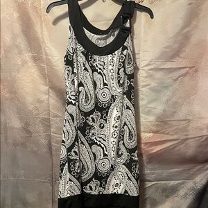 Essentials by Milano Black and White Paisley Mini Dress